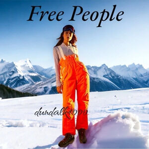 Free People Movement All Prepped Bibb Snow Ski Pants Neon Peach L